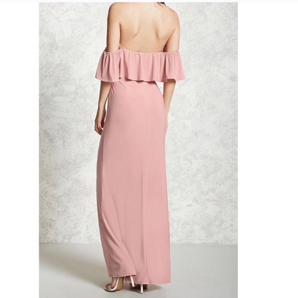 Pink Off-Shoulder Maxi Dress - Picture 2 of 2
